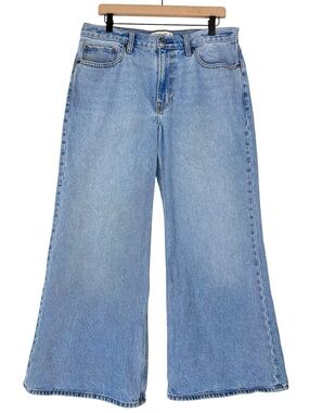 Abercrombie & Fitch Baggy Boot Mid Rise Sz 31 Short Light Blue Denim Relaxed